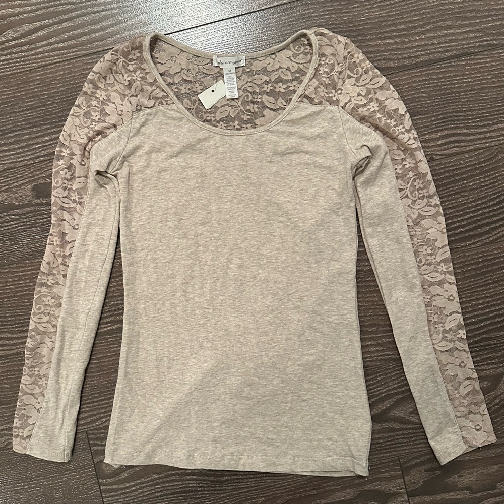 Lace Insert Long Sleeve